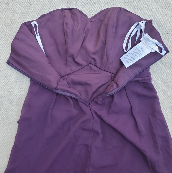 Short Purple Crinkle Chiffon Dress Front Cascade - Picture 4 of 9